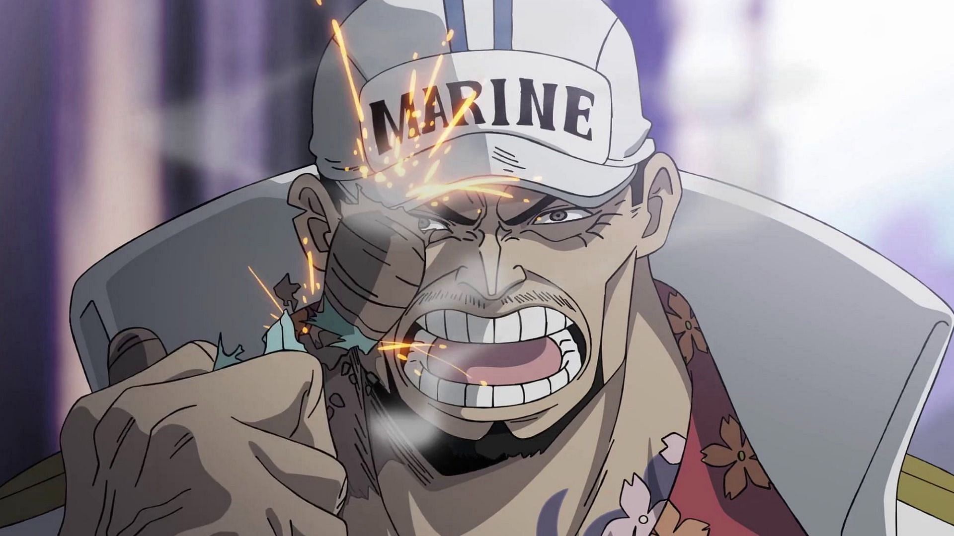 Admiral Akainu as seen in anime (Image via Toei Animation)